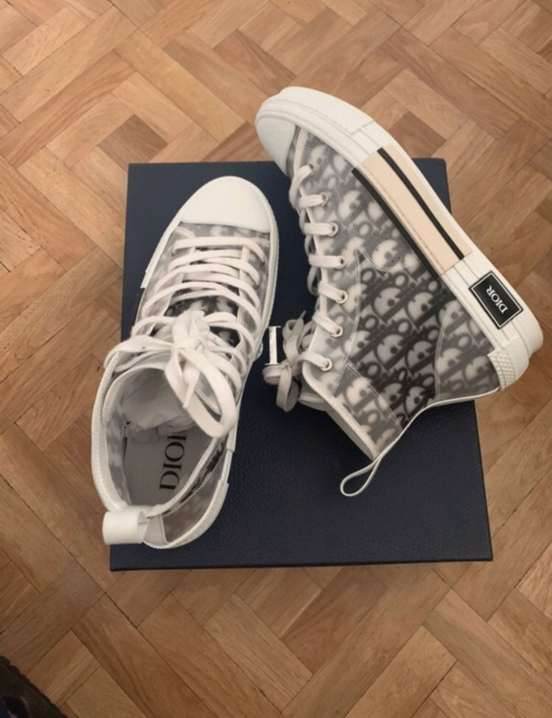 Adil S. Dior High-Top White and Black Oblique Canvas