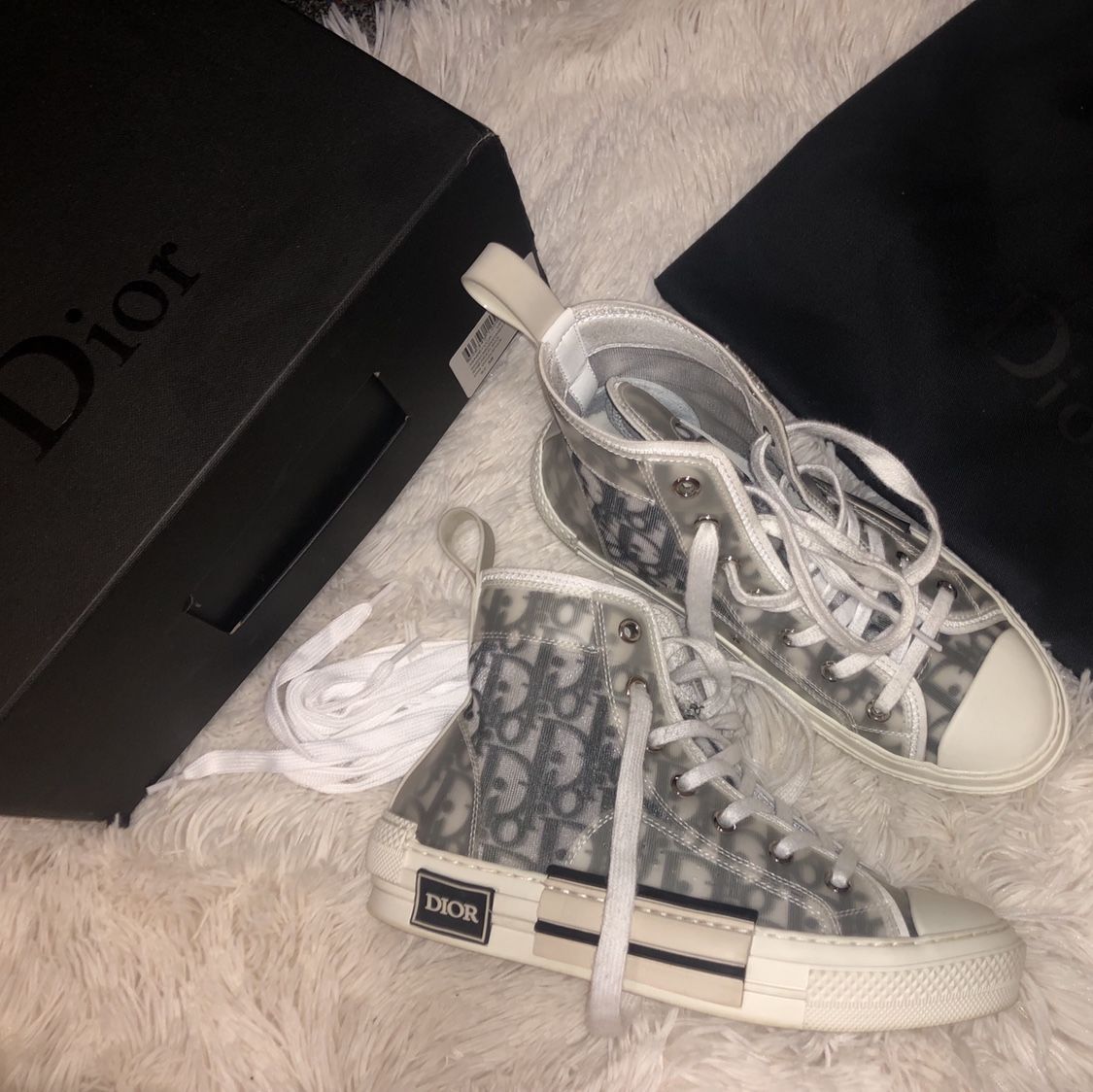 Peter W. Dior High-Top White and Black Oblique Canvas
