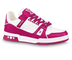 Men's New Louis Vuitton Trainer Sneaker - Fuchsia Outlet Mix of Materials Sale