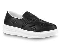 Louis Vuitton Beverly Hills Slip On - Black Monogram Embossed Calf Leather for Men. Buy Now!