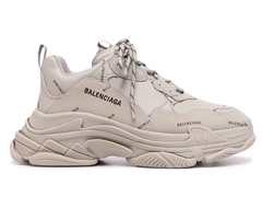 Outlet Balenciaga Triple S Sneakers for Women - Beige/Black, All-over Logo Print