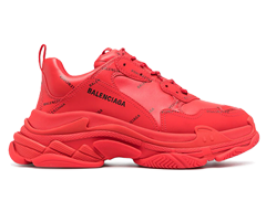 outlet: Balenciaga Triple S - Cherry-Red All-Over Logo Print Women's Shoes on sale