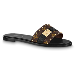 Buy the Louis Vuitton Lock It Flat Mule Black for Women