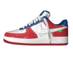 Look stylish in Louis Vuitton X Air Force 1 by Virgil Abloh Low Red / White / Blue - Buy Now at Our Outlet Sale for Men!