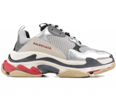 Women's Balenciaga Triple S Trainers in Silver, Black and Red from Outlet