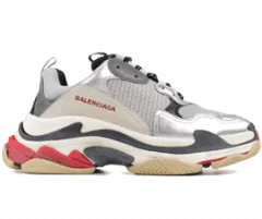 Women's Balenciaga Triple S Trainers in Silver, Black and Red from Outlet