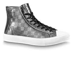 A stylish new Louis Vuitton Tattoo Sneaker Boot Anthracite Gray for men available at the outlet.