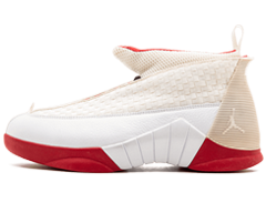 White/red Air Jordan 15 History of Flight shoes for men from original store