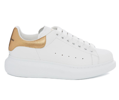 Women's White and Light Gold Alexander McQueen Oversized Sneakers On Sale