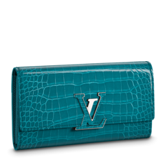 Buy New Louis Vuitton Capucines Wallet Bleu Canard Blue for Women.