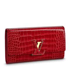 Women's Louis Vuitton Capucines Wallet in Rubis Red from Original Outlet