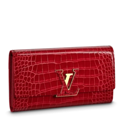 Women's Louis Vuitton Capucines Wallet in Rubis Red from Original Outlet