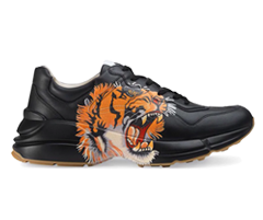 Gucci Rhyton leather sneaker with tiger - Black - Men's original