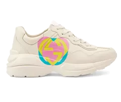 Buy Gucci Rhyton Women's Sneakers with Multicolour Heart Print Outlet