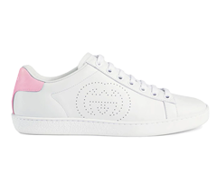 Women's Gucci Ace Sneakers with Interlocking G Symbol White/Pink - Outlet Sale