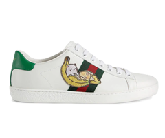 Shop Women's Gucci x Bananya Ace Sneakers in White/Green/Red - On Sale Now at Original Outlet