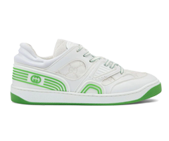 Buy New Men's Gucci White/Green Basket Sneakers with Interlocking G Logo.