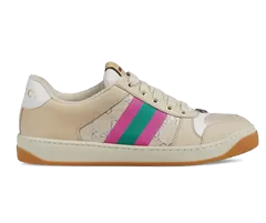 Buy Pink/Green/Off-White Gucci Screener Leather Sneakers for Women