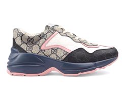 Buy New Gucci GG Supreme Rhyton Sneakers - Blue/Pink/Beige for Women.
