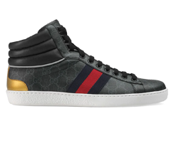 Gucci Mens Black Supreme ?anvas High Top Sneaker on Sale!