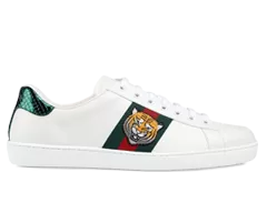 Sale - Men's Gucci Ace Tiger Appliqued Sneakers