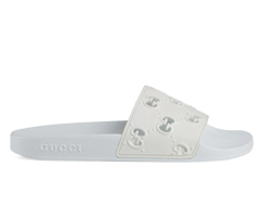 Buy Original Gucci Rubber GG Slide Sandal White for Men