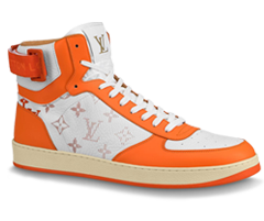 Men's Louis Vuitton Rivoli Sneaker Boot Monogram Grained Calf Leather Orange - Outlet Sale!