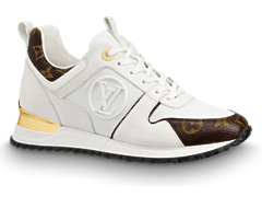 outlet- Louis Vuitton Run Away Sneaker Calf Leather and Patent Monogram Canvas White Women's Shoes