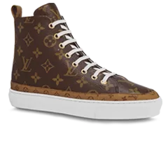 Men's Outlet Sale on Louis Vuitton Stellar Sneaker Boot Patent Monogram Canvas Rubber Outsole