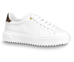 Outlet - Louis Vuitton Time Out Sneaker White Debossed Calf Leather for Women