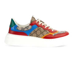 Gucci GG Panelled Lace-Up Sneakers Red/Blue/Beige