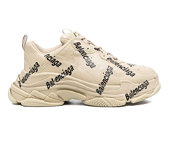 Balenciaga Logo Print Sneakers Beige