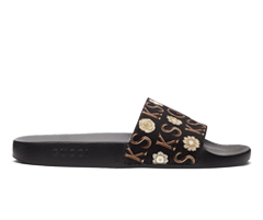 Gucci - New Black & Brown Ken Scott Edition Eco GG Slides for Women