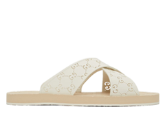 Gucci White & Pink GG Slide Sandals for Men On Sale.