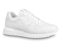 Buy the new Louis Vuitton Run Away Sneaker in White, with Monogram-Embossed Grained Leather - for Women.
