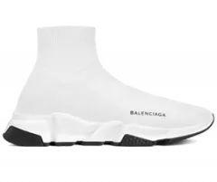 Original Men's BALENCIAGA SPEED RUNNER MID in White and Black | Buy Now