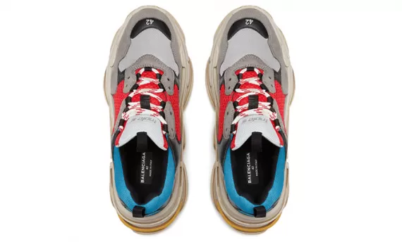 The Most Stylish Mens Red & Blue Balenciaga Triple S Trainers - On Sale Now