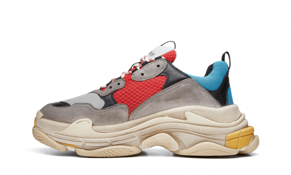 balenciaga triple s grey red blue