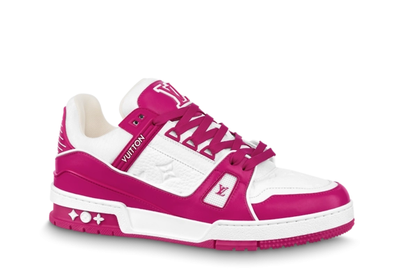 Men's New Louis Vuitton Trainer Sneaker - Fuchsia Outlet Mix of Materials Sale