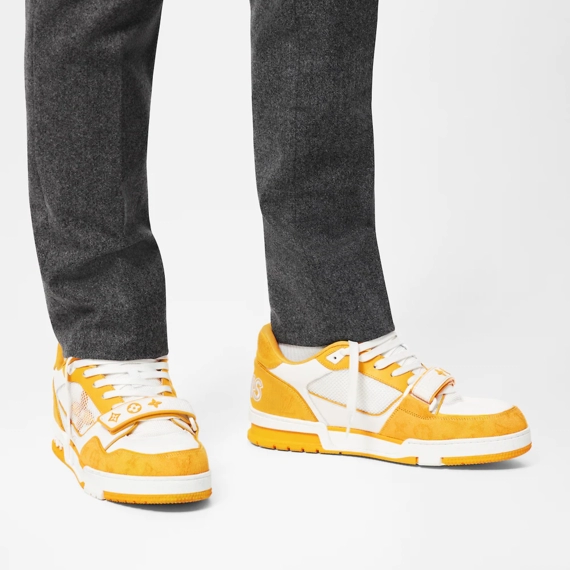 Find the perfect Louis Vuitton Trainer Sneaker in yellow Monogram denim at our outlet sale, now!