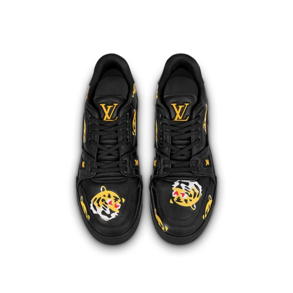 Upgrade your wardrobe with a Louis Vuitton black and printed calf leather sneaker