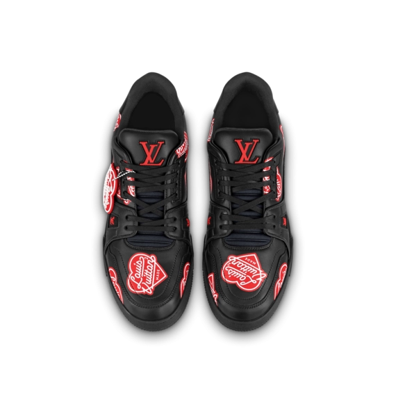 Step up Your Look with the Louis Vuitton Trainer Sneaker - Black Printed Calf Leather
