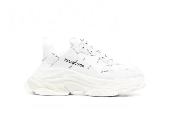 Balenciaga Triple S - White, All-over Logo Print