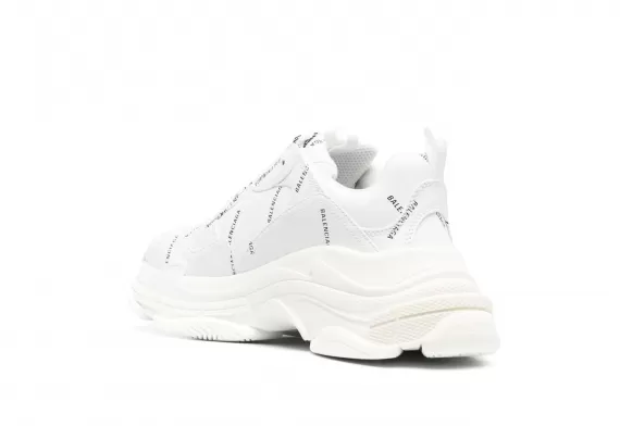 Get the Best Deals on Balenciaga Triple S - White, All-over Logo Print at Our Outlet Store.