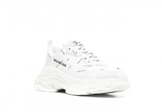 Balenciaga Triple S - White, All-over Logo Print