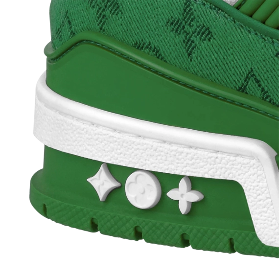 Louis Vuitton Trainer Sneaker - Green, Monogram denim and Monogram-embossed grained calf leather