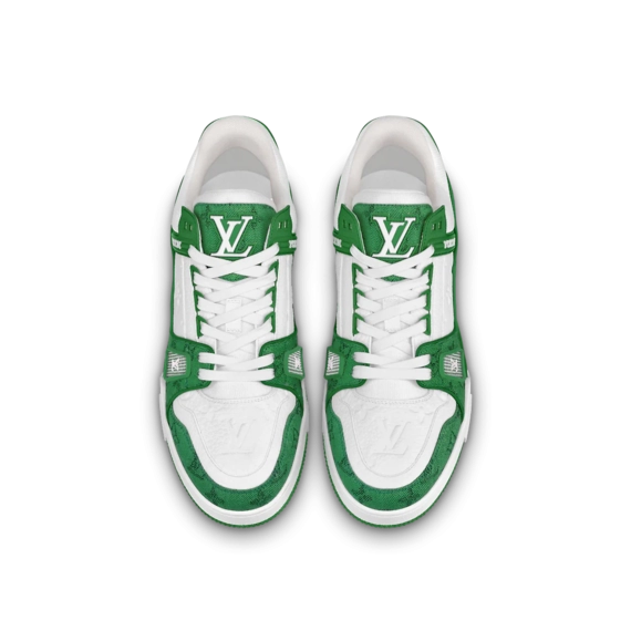 Enjoy the Latest Louis Vuitton Trainer Sneaker - Green, Monogram Denim & Grained Calf Leather - Buy Now!