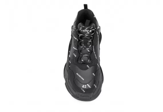 Balenciaga Triple S - Black All-over Logo Print Shoes For Women - Get Yours Now on Sale!