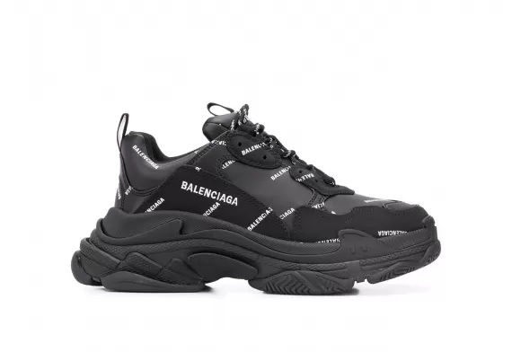 Buy Balenciaga Women's Triple S - Black All-over Logo Print Outlet Sale.