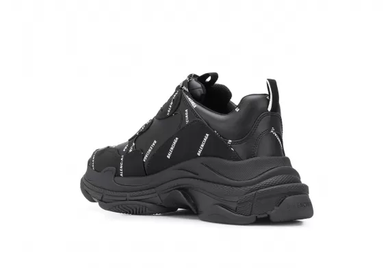 Outlet Sale - Balenciaga Triple S - Black All-over Logo Print Women's Shoes.